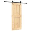 vidaXL Ușă glisantă Natural și Negru 85 x 210 cm Lemn de Pin Solid