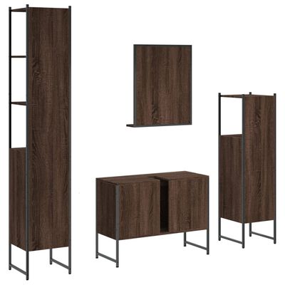 vidaXL Set dulapuri de baie, 4 piese, stejar maro, lemn prelucrat