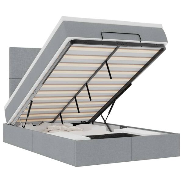 vidaXL Cadru de pat otoman cu saltea țesătură gri deschis 120x200cm