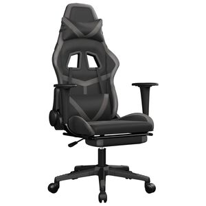 vidaXL Scaun de gaming cu suport picioare, negru/gri, piele ecologică