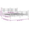 vidaXL Cadru de pat metalic cu tăblie de cap/picioare, alb, 183x213 cm