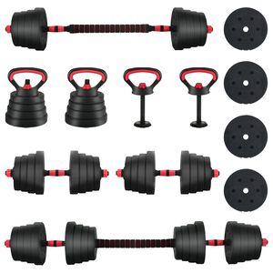 vidaXL Set de Haltere 4 &icirc;n 1 40kg Negru și roșu