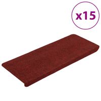 vidaXL Covorașe scări autoadezive, 15 buc., roșu, 65x24,5x3,5 cm
