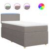 vidaXL Pat box spring cu saltea, gri taupe, 90x200 cm, textil