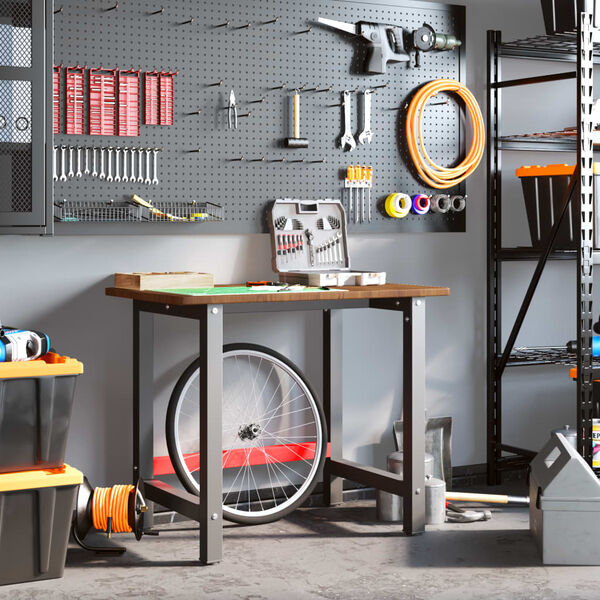 vidaXL Banc lucru maro 100x60x81,5 cm lemn masiv stejar dreptunghi