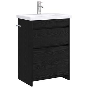 vidaXL Set de mobilier pentru baie Stejar Negru 61 x 40 x 84,5 cm