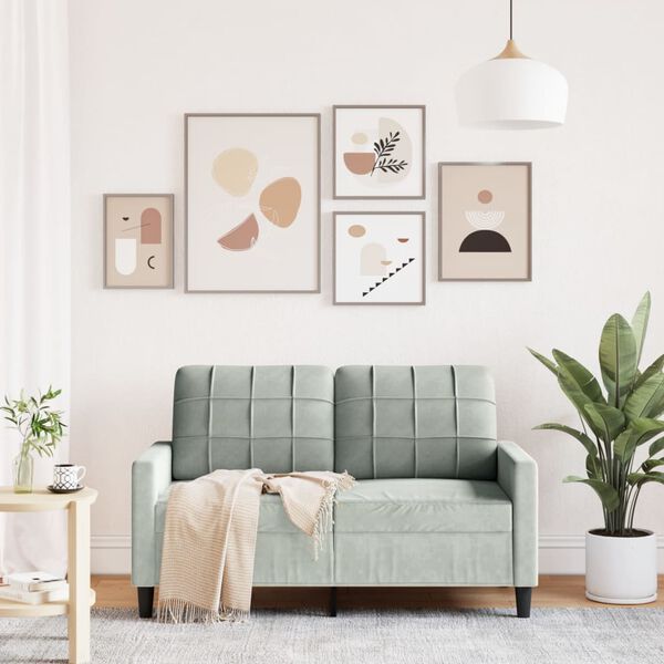 vidaXL Canapea cu 2 locuri, gri deschis, 120 cm, catifea