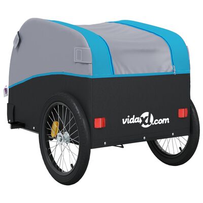 vidaXL Remorcă pentru biciclete, negru și albastru, 30 kg, fier
