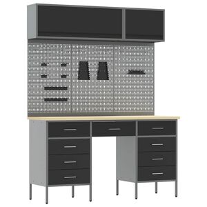 vidaXL Set de dulapuri de lucru cu sertar cu depozitare 8 buc. Negru