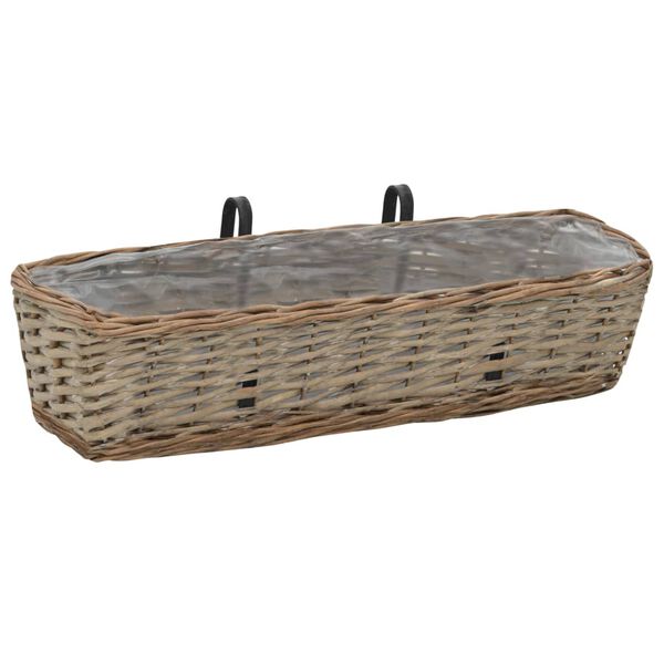 vidaXL Jardinieră de balcon, 2 buc., 60 cm, răchită cu căptușeală PE