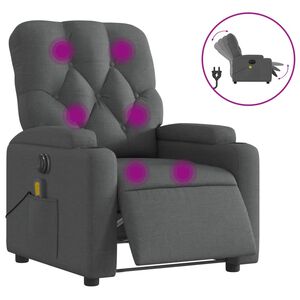 vidaXL Fotoliu electric de masaj rabatabil, gri &icirc;nchis, textil