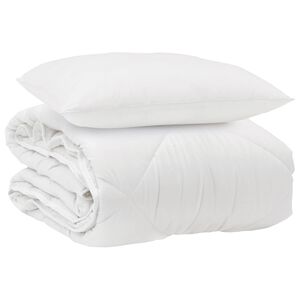 vidaXL Duvet pentru Toate Sezoanele cu pernă 2 pcs Alb Microfibră