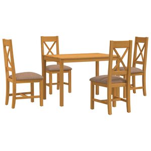 vidaXL Set de dining 5 buc. Gri Lemn de stejar masiv