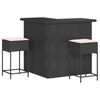 vidaXL Set mobilier bar de grădină cu perne, 3 piese, negru, poliratan