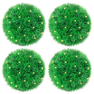 vidaXL Bile artificiale din lemn de cimiș cu lumini LED 4 buc Verde