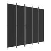 vidaXL Paravan de cameră cu 5 panouri, negru, 250x220 cm, textil