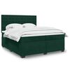 vidaXL Pat box spring cu saltea, verde &icirc;nchis, 180x200 cm, catifea
