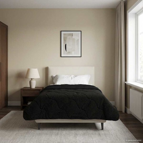 vidaXL Pilotă de vară Negru 140 x 200 cm Microfibră și fleece Teddy