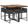 vidaXL Set mobilier de grădină cu perne, 5 piese, negru, poliratan