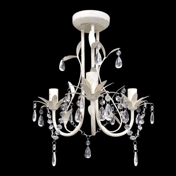 vidaXL Candelabre suspendate de plafon cu cristale 2 buc. alb elegant
