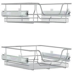vidaXL Coșuri retractabile din s&acirc;rmă, 2 buc., argintiu, 45 cm