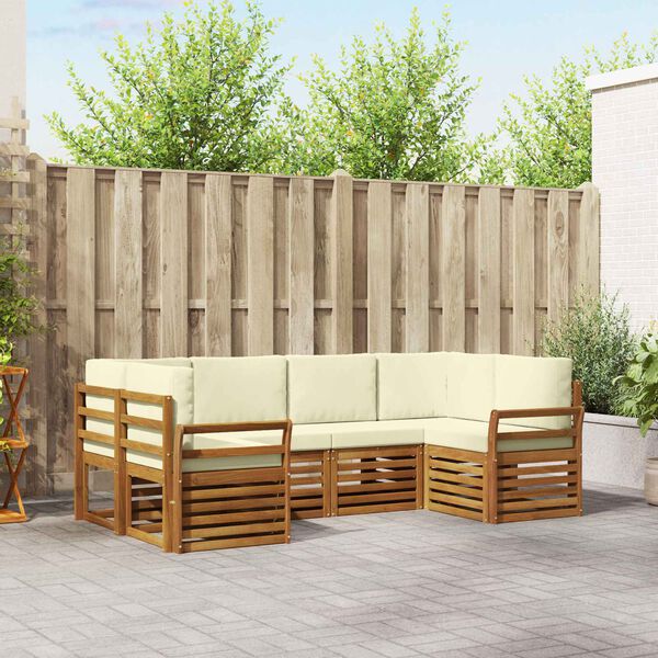 vidaXL Seturi de canapele 6 pcs Natural și Crem Lemn Solid de Acacia