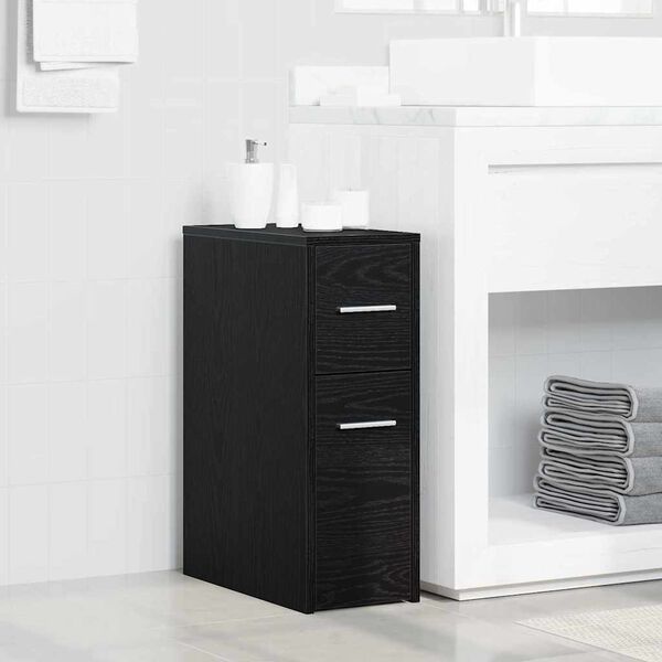 vidaXL Set de mobilier pentru baie Stejar Negru 22 x 44 x 61.5 cm