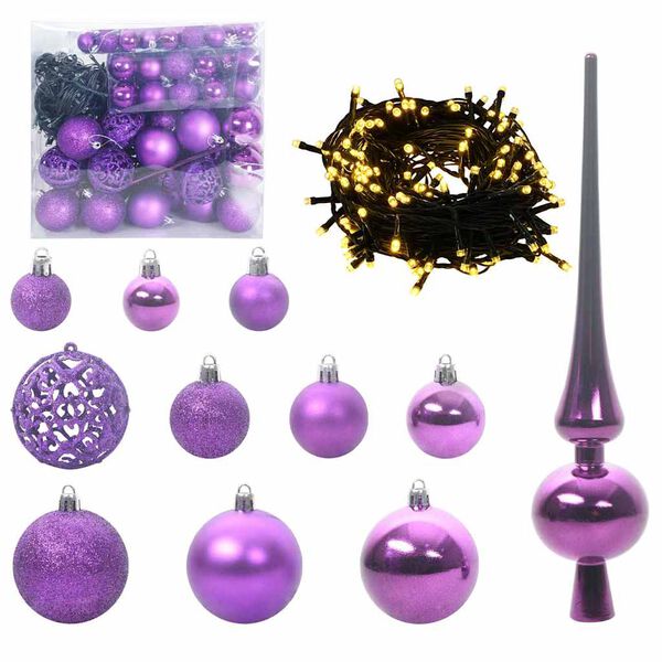 vidaXL Set de Globuri de Crăciun cu 300 LED 120 pcs Violet Plastic