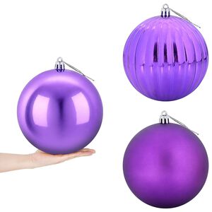 vidaXL Set de globuri de Crăciun XXL 3 buc. Violet &Oslash; 25 cm Plastic