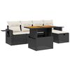 vidaXL Set mobilier de grădină cu perne, 6 piese, negru, poliratan