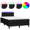 vidaXL Pat cu arcuri, saltea și LED, negru, 120x190 cm, textil