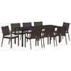 vidaXL Set de masă pentru grădină 9 pcs Maro și negru Ratan PE