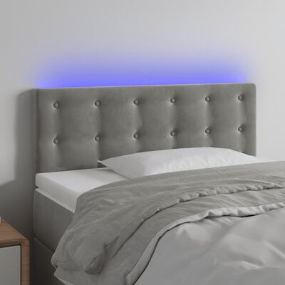 vidaXL Tăblie de pat cu LED, gri deschis, 100x5x78/88 cm, catifea