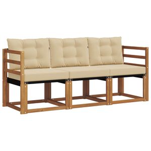 vidaXL Set de canapele de exterior cu pernă 3 pcs Natural și Bej