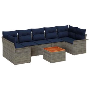 vidaXL Set de canapele pentru grădină 8 pcs Gri și albastru marin