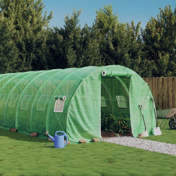 vidaXL Seră cu cadru din oțel, verde, 60 m&sup2;, 20x3x2 m