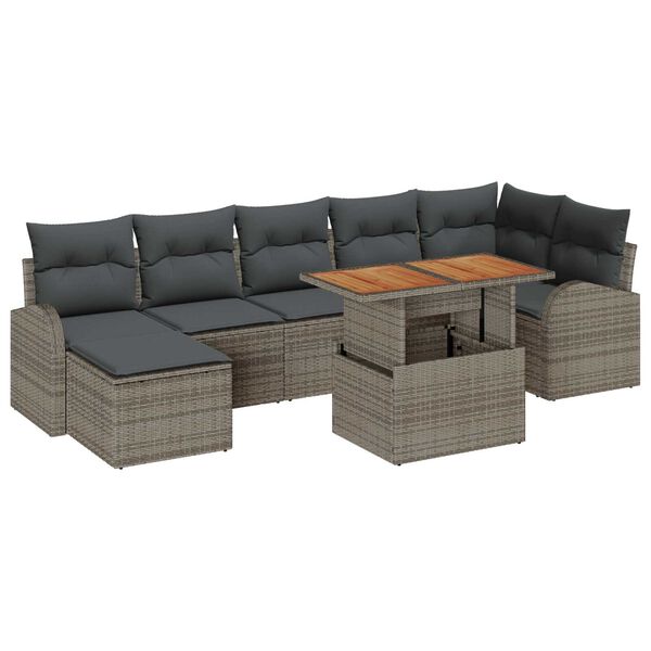 vidaXL Set de canapele pentru grădină 8 pcs Gri Rattan poli