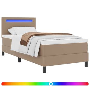 vidaXL Pat cu arcuri Cappuccino 90 x 200 cm Piele artificială