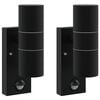 vidaXL Lumină de perete pentru exterior 2 buc. Negru 7 x 10 x 22 cm