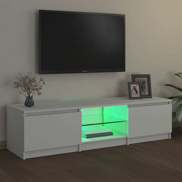 vidaXL Comodă TV cu lumini LED, alb, 140x40x36 cm