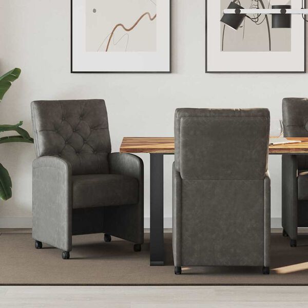 vidaXL Scaune de dining cu roți cu roți 2 pcs Negru 58 x 67 x 97 cm