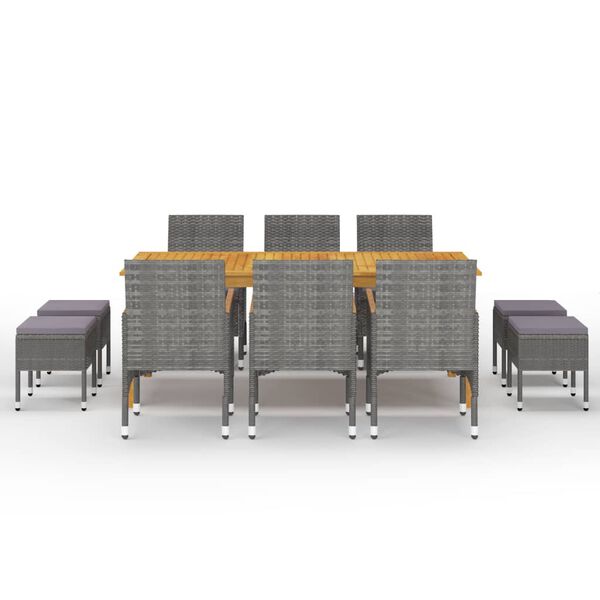 vidaXL Set mobilier de grădină, 11 piese, gri