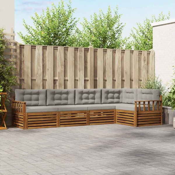 vidaXL Set de canapele de exterior 5 pcs Gri natural și deschis