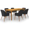 vidaXL Set mobilier de grădină, 7 piese, negru