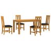 vidaXL Set de dining 5 buc. Negru Lemn de stejar masiv