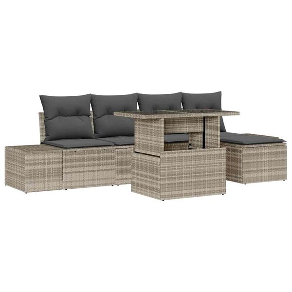 vidaXL Set de canapele pentru grădină 6 pcs Gri deschis Rattan poli