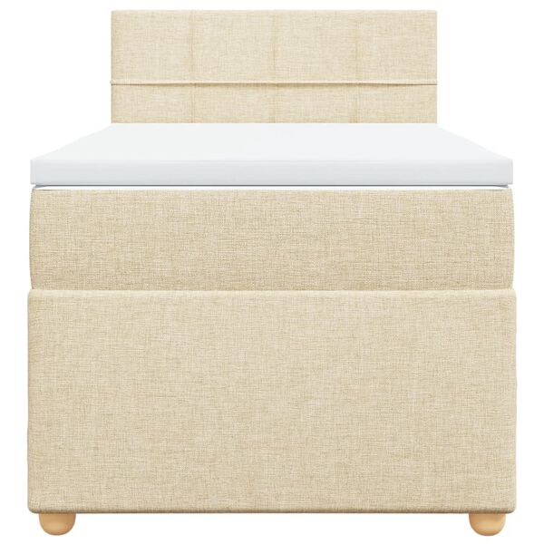 vidaXL Pat box spring cu saltea, crem, 100x200 cm, textil