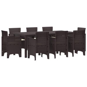 vidaXL Set de masă pentru grădină 9 buc. Maro Polipropilenă