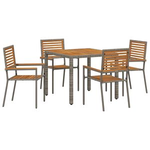 vidaXL Set de masă pentru grădină 5 pcs Gri și Brown poliratan
