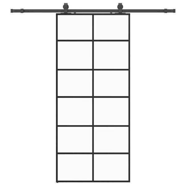 vidaXL Ușă glisantă cu set de feronerie neagră 90x205 cm Sticlă ESG